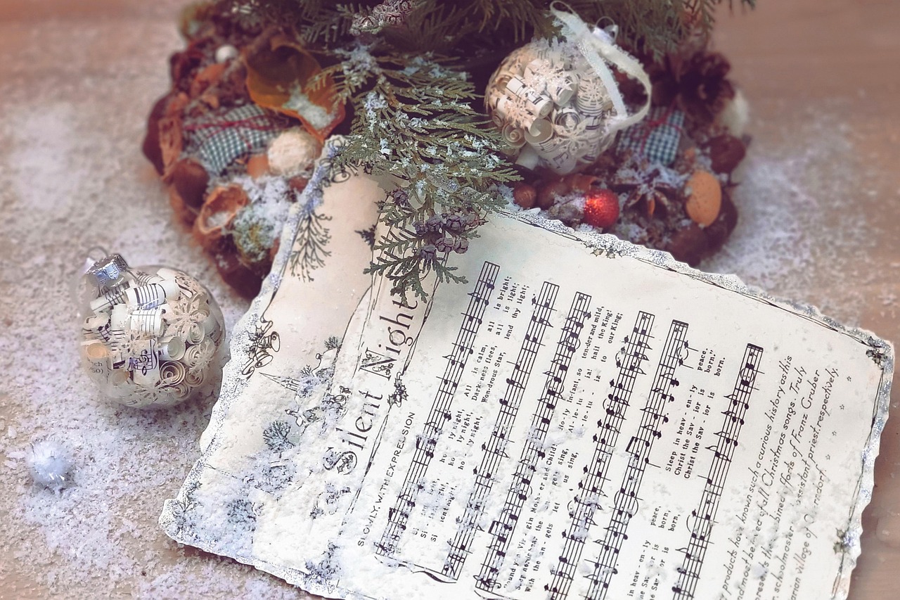 christmas, silent night, sheet music, cool backgrounds, vintage, hd wallpaper, snow, holiday, ornament, nature, mac wallpaper, decoration, festive, laptop wallpaper, desktop backgrounds, free wallpaper, music, carol, 4k wallpaper, 4k wallpaper 1920x1080, winter, wreath, windows wallpaper, wallpaper hd, pine, traditional, wallpaper 4k, peaceful, song, melody, full hd wallpaper, celebration, free background, background, seasonal, christmas tree, handmade, cozy, beautiful wallpaper, nostalgic
